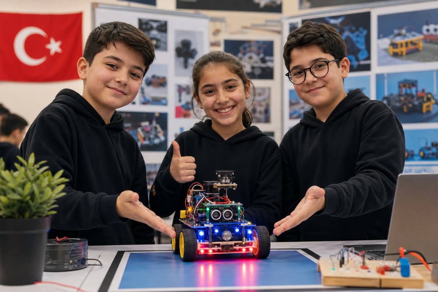 LED'li tekerlekli robot projesi